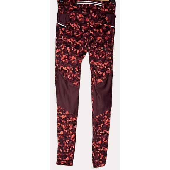 Athleta Geo Print Knit Mesh Yoga Pants Athleisure Pockets Red Black XXS - Picture 4 of 7